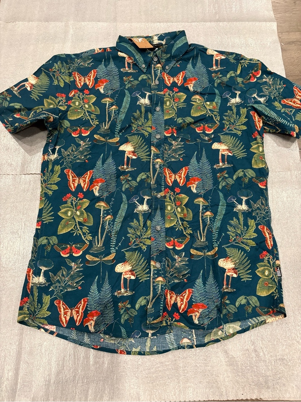 [TL]Eddie Bauer Teal Floral Print Shirt